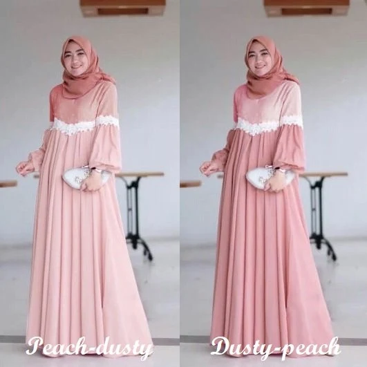 Sonya Long Dress Muslim Gamis Jumbo Wanita Panjang Wanita Bisa Untuk Baju Ibu Hamil - Baju gamis ibu hamil