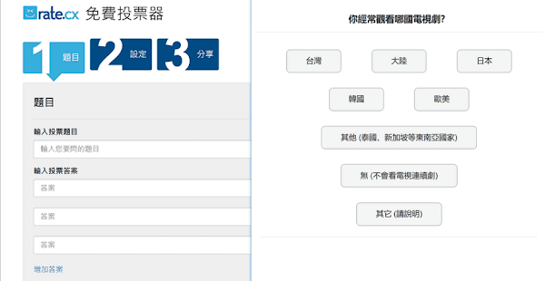 RateCX 免費投票器三步驟建立線上投票