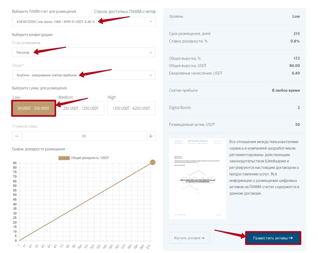 Создание депозита в Spreads Search System 2