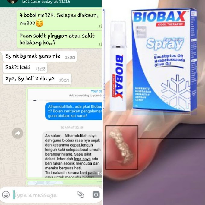 Beli 2 botol Biobax untuk mak yang sakit kaki