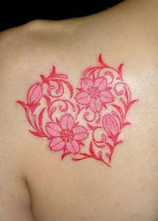 flower heart tattoos