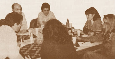Jordi Puig Laborda con sus cinco conferenciantes en 1980