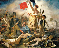 Liberty Leading the People, revolutionary painting by French romantic Eugène Delacroix c.1830, depicting the July Revolution