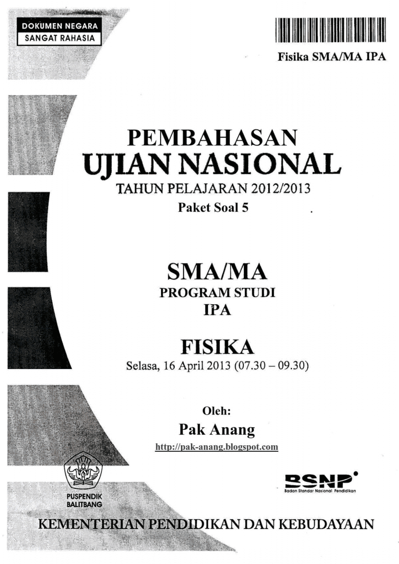 Pembahasan Soal UN Fisika SMA 2013 (TRIK SUPERKILAT) (Paket 5)