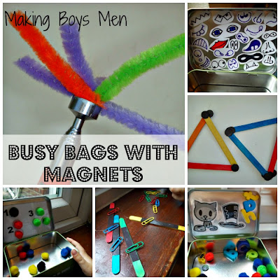 Loads of great busy bag ideas all with magnets, plus links to more busy bag ideas from Making Boys Men