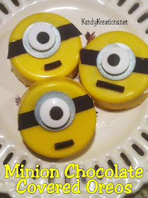 Bring these Chocolate Covered Oreos to your Minion party with a few easy ingredients and simple steps.  Your guests will love these Minion chocolate covered oreos and be glad to have their own Gru in their midst. #minion #minionparty #chocolatecoveredoreo #party #diypartymomblog