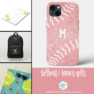 Girls' softball and tennis gifts by katzdzynes