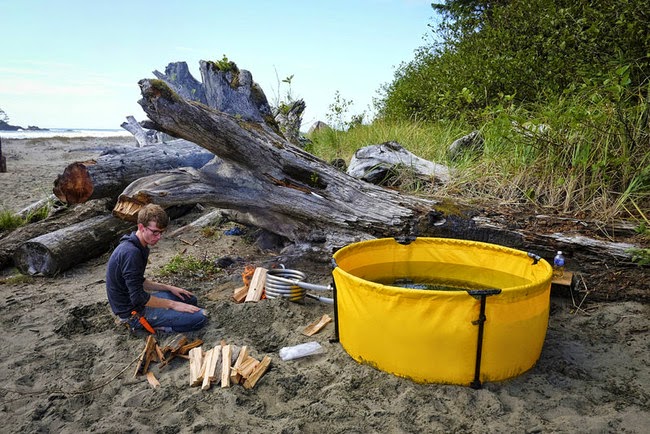 Here's The Original Nomad's awesome hot tub. - This Camping Accessory Is The Best Invention Ever, You'll Be So Jealous