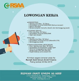 Gaji karir lowongan kerja rs al arif ciamis terbaru 2020