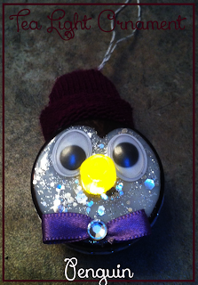 easy craft project DIY penguin ornament, light up nose!