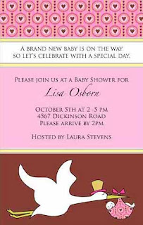 Stork Parcel Baby Girl Baby Shower Invitations