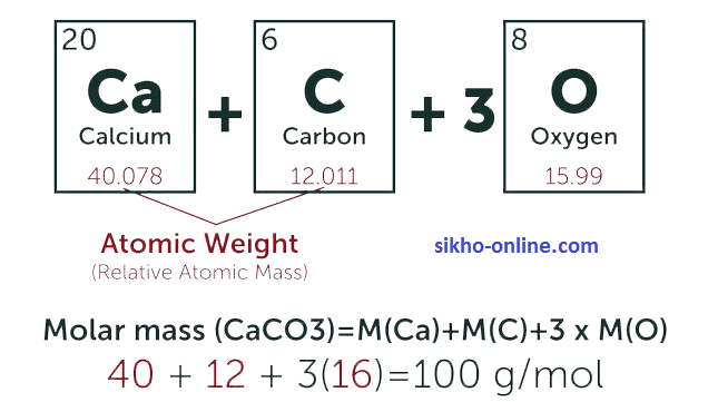 calculate molecular weight of caco3 in hindi