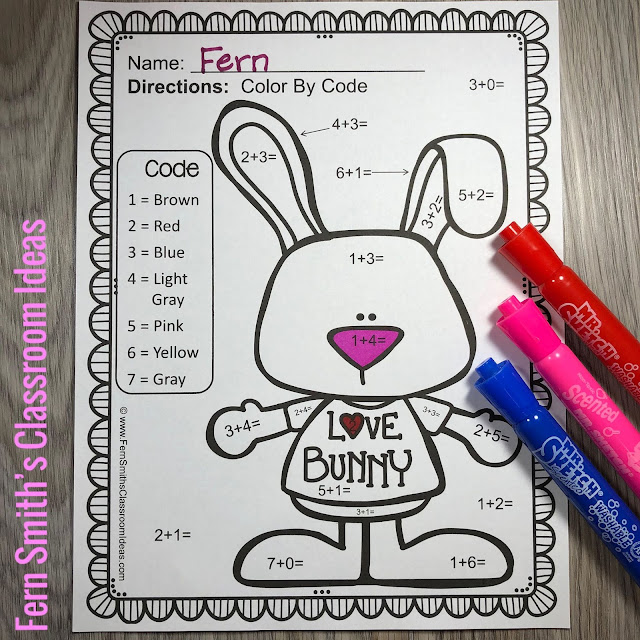 These St. Valentine's Day Color By Number Addition and Subtraction Worksheets Would Look Great On Your Bulletin Board! Fern Smith's Classroom Ideas
