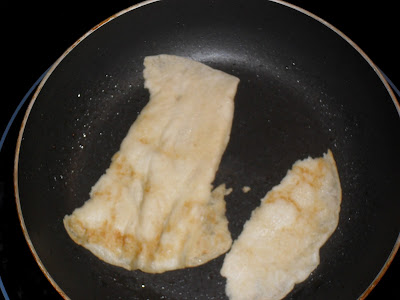 Broken crepe in the pan