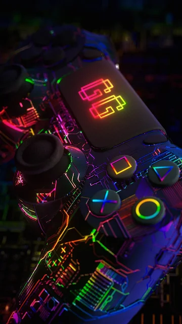 PS4 Playstation NEON Controller Mobile Wallpaper HD