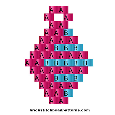 Free beginner brick stitch seed bead earring pattern labeled color chart.