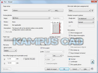 CARA MENCETAK GAMBAR DAN SETTING PLOT DI AUTOCAD