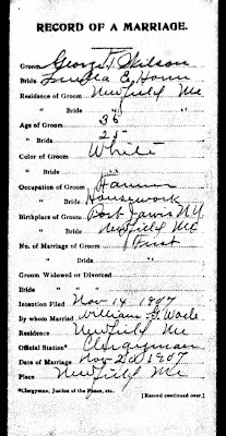 George T. Wilson, Maine Marriage Records, 1713-1922 Ancestry Database  Front Page 