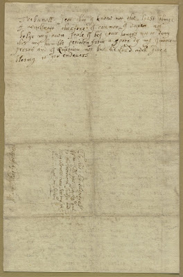 Climbing My Family Tree: Mary Easty's Post-conviction Petition, 1692,  back