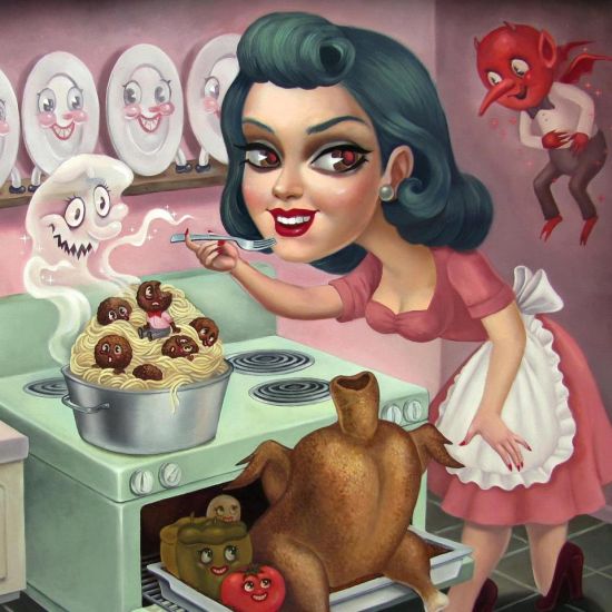 Noir Nouar pinturas propagandas surreais vintage comida