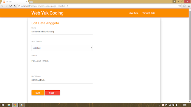 Membuat CRUD dengan PHP Mysqli Versi OOP Style 