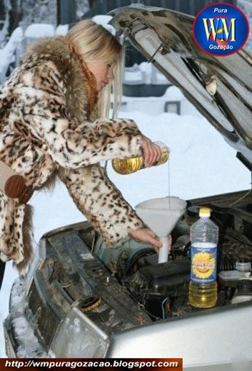 Flagrante - Disseram pra loira colocar óleo no carro