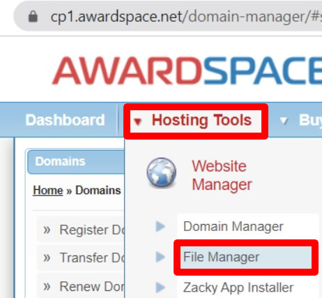 subdomain file manager