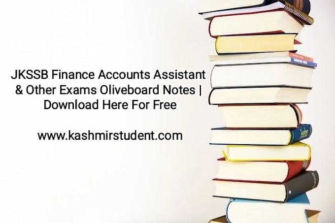 JKSSB Finance Accounts Assistant & Other Exams Oliveboard Notes | Download Here For Free