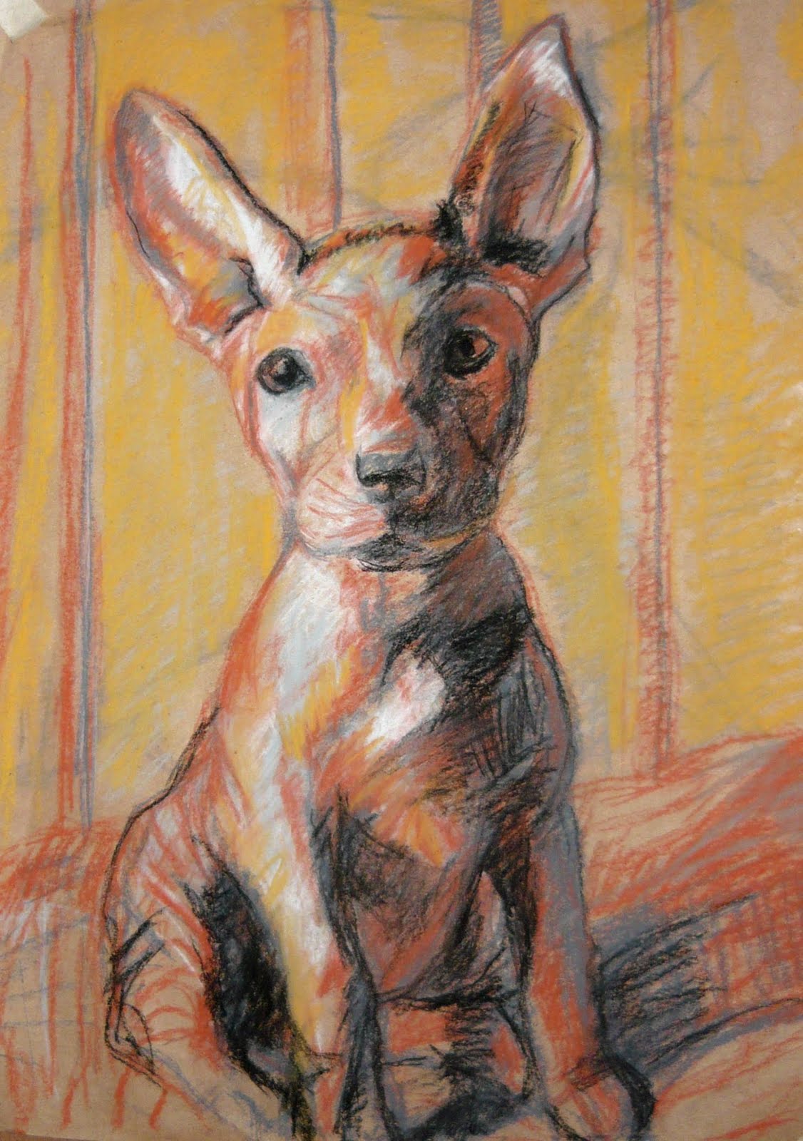 ... of a dog bark disappeared in 2010. Pastel and chalk on kraft paper