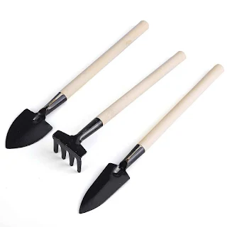 Mini Garden Hand Tools Set Gardening Shovel Spade Rake Trowel Wood Handle hown - store