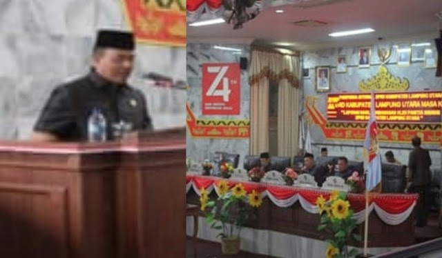 Ketua DPRD Kabupaten Lampung Utara  Memimpin Rapat Paripurna Internal  Mengenai  Laporan Hasil Pembahasan Panitia Khusus