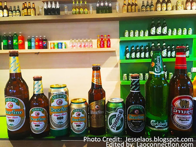 Lots of different Beer Lao products