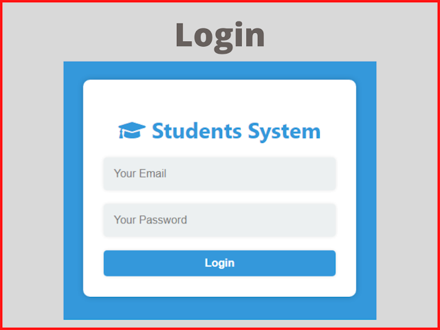 Students Management System In PHP - Login Page