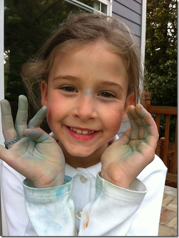 Chalk drawing in our backyard