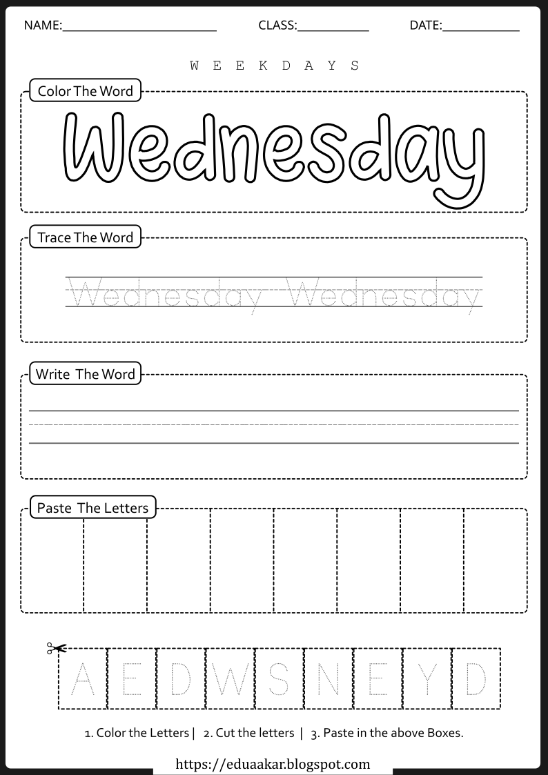 Weekday Worksheet - Wednesday