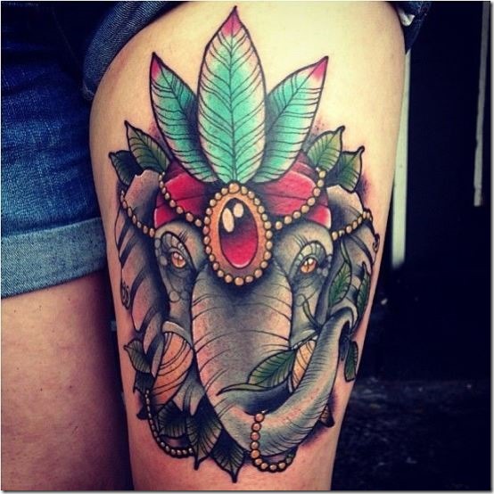 tte_dlphant_avec_une_coiffure_tribal_tatouage_cuisse