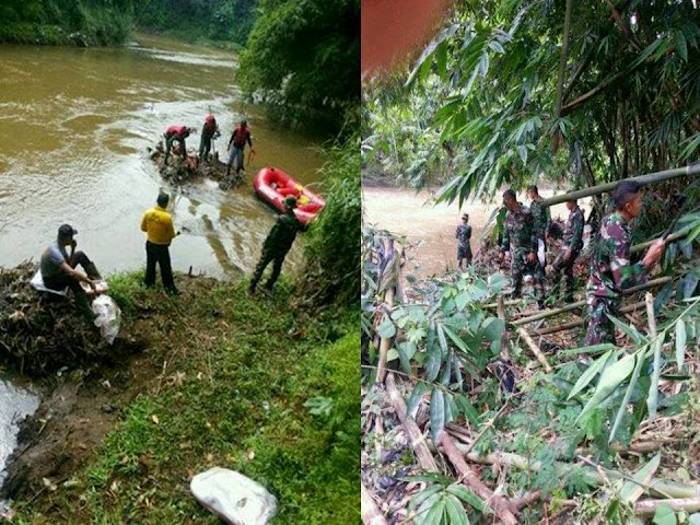 Wow..Kodim 0508/Depok Berhasil Angkat 600 Karung Sampah Sungai Ciliwung 