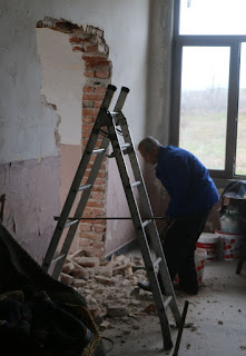 Tidying up the rubble before continuing