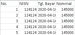 aplikasi pembayaran spp - output convert ke excel