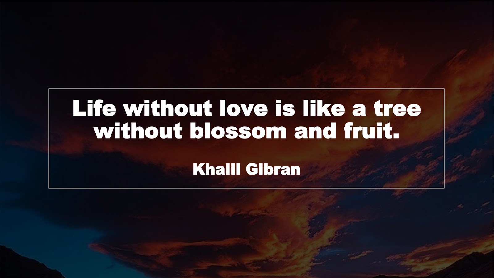 Life without love is like a tree without blossom and fruit. (Khalil Gibran)