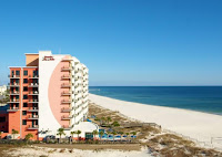 aerial view of Hampton Inn beachfront hotel in Orange Beach