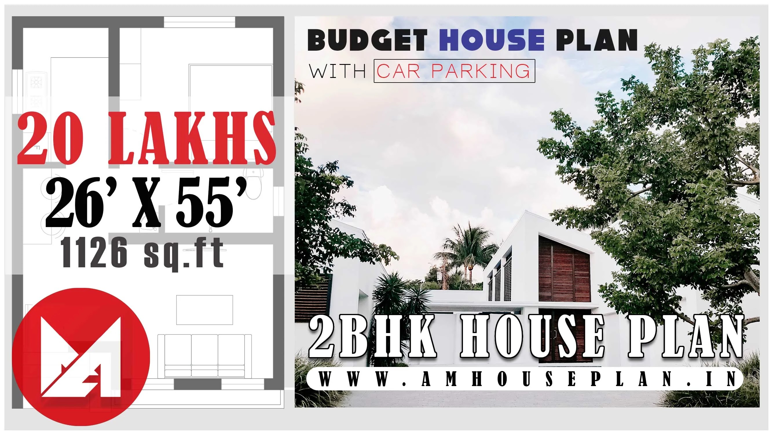 26 x 55 House floor plan with car parking 2023