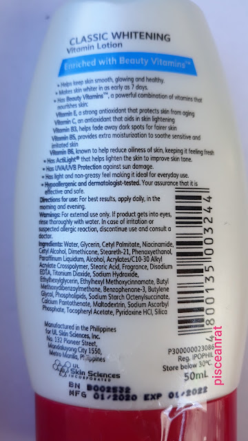 Myra Classic Whitening Vitamin Lotion ingredients