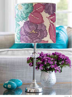 Flower cross stitch lampshade by Bobbin and Fred