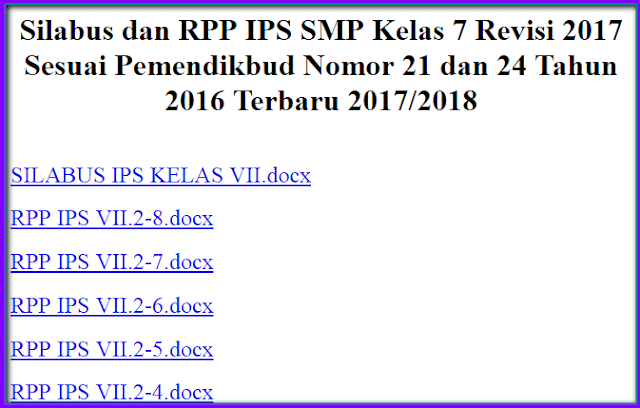 DOWNLOAD PERANGKAT PEMBELAJARAN IPS K13 KELAS 7 8 9 REVISI 2017-2018