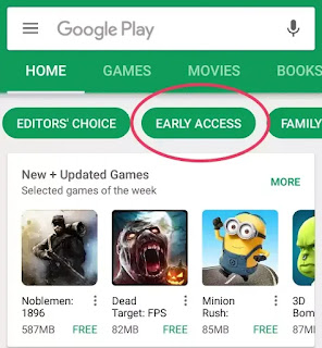play store early access apps and games