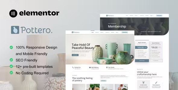 Best Pottery & Ceramics Studio Elementor Template Kit