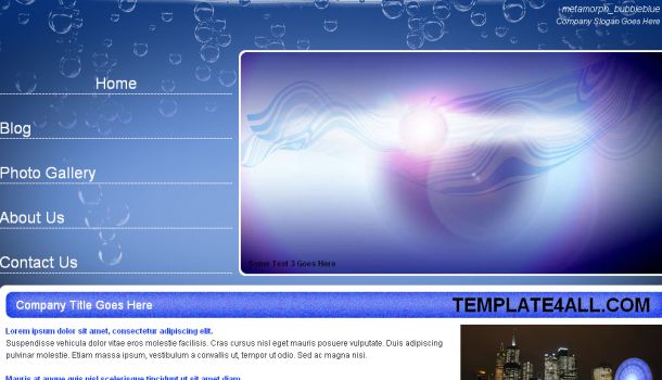 Free CSS BubbleBlue Black Website Template