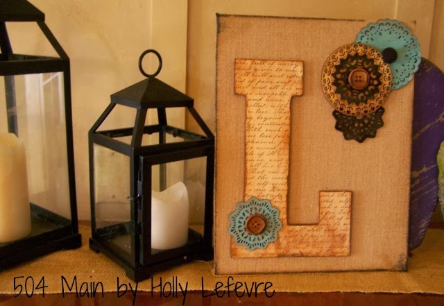 Monogrammed Burlap Canvasand a Hometalk and Michaels Pinterest Party