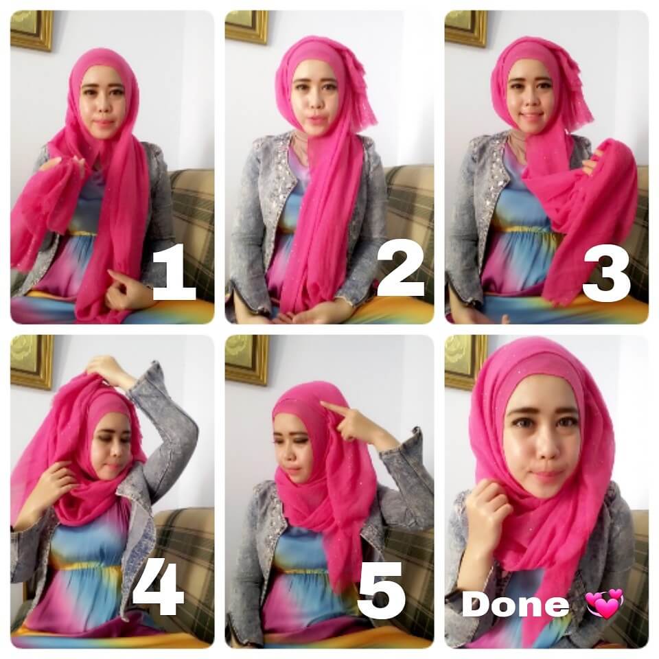 80 Foto Tutorial Hijab Pashmina Katun Jepang Untuk Wajah Bulat